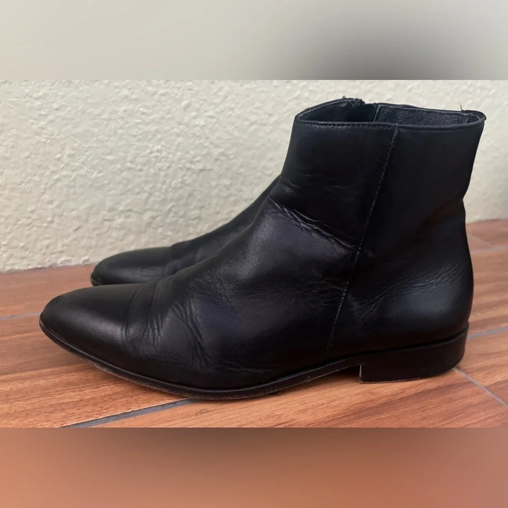 The Kooples Black Leather Ankle Boot w/ Side Zipper & Heel Size EU 41 US 10.5